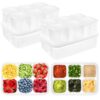 Rtteri 2 Sets Fridge Organizer Divided Serving Tray with Lid Yakumi Pans Seasoning Condiment Container Stackable Refrigerator Organizer with Airtight Lids No Bpa for Veggies, Fruit, Herbs, Spices