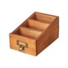Rtuopk Desktop Organizer Wooden Storage Box Remote Control Caddy Makeup Brush Holder Elegant Vintage Wooden Material Suitable for Office Home Study Table
