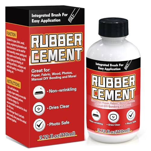 Rubber Cement, 110ml Multifunctional White Adhesive, No Wrinkling PVA Glue, Ideal for Crafts, Paper, Fabric, Wood, Photos, DIY Crafts, and More