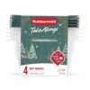Rubbermaid 4-Pack TakeAlongs Clear Plastic Food Storage and Organization Container with Lid for Leftovers and Meal Prep, 5.2 Cup Capacity, Green