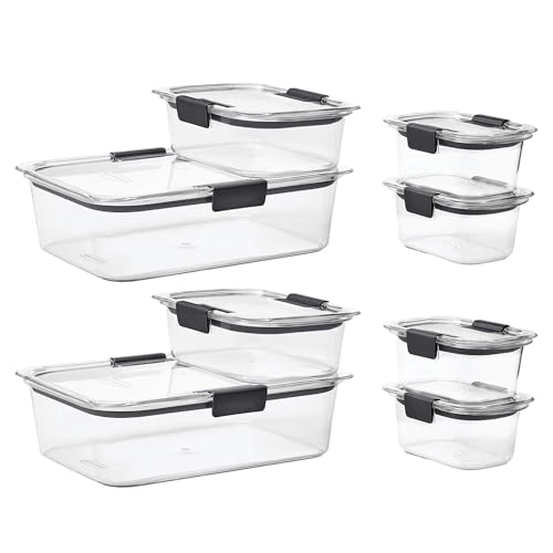 Rubbermaid 8 Pack Brilliance Food Storage Containers, Leak-Proof Clear Plastic Set with Airtight Latching Lids for Meal Prep or On-The-Go Meals