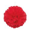 Ruby Red Solid Hanging Tissue Pom Pom - 16" (1 Count) - Vibrant Paper Decor For Parties, Celebrations & Events