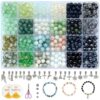 Rujiaoa Glass Bead Bracelet Kit 600PCS 8mm Green DIY Jewelry Set