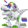 Ruko 8809 Dinosaur Toys for Kids, Large Rechargeable Remote Control T-Rex Toys, with Programmable, Walking, Roaring, LED Eyes and Shooting, Interactive Gifts for Boys & Girls Age 3 4 5 6 7 8, Green