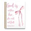 RUNMESS Coquette Pink Bow Christian Notebooks for Women, Preppy Girly Aesthetic Journal Notebook, Bible Journaling Notebook, Christian Gifts for Women, Hardcover Spiral Notebook 5.5x8.3 Inch