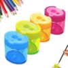 Runsgo Pencil Sharpeners with Lid 4 Pack, Dual Hole Manual Sharpener, Compact Colored