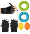 Runtlly 6 Pcs Hand Therapy Kit, Weighted Writing Gloves with Adjustable Wrist Strap, 4 Resistance Hand Exercisers to Boost Grip Strength for Parkinson’s, Tremors, Arthritis & Stroke Recovery Light