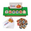 Russian Word Spelling Toy with 39 Wooden Letter Tiles & 32 Double-Sided Flashcards