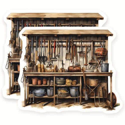 Rustic Garden Shed Magnets - Gardening Tool Decor - Farmhouse Kitchen Accent - Homesteader Refrigerator Set - 5" Design - Sticks to Fridges, Lockers, Toolboxes & More - Made in USA - AQM29546