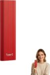 Rvikurc 48TB Large-Capacity Type-C Portable Mini SSD,Portable External SSD,48 TB External Hard Drive,Ultra Slim & Lightweight External Storage for Laptop, PC, Mac, Android，Red