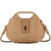 RVSTJE Straw Crossbody Bag for Women Boho Summer Beach Basket Purse Woven Wicker Bag Lightweight Shoulder Handbag (Khaki)