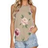 Rxnjdka Floral Pattern Women’s Crew Neck Tank Top Lightweight Sleeveless Shirt for Workout Casual Daily Wear Medium