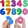 Rxuiael 10 Pieces Silicone Number Toys for Kids 3+, Tactile Counting Stones with Keychains, Educational Backpack Charms, Quiet Sensory Travel Accessories for Flights & Car Rides