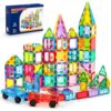 Ryoichi 138PCS Magnetic Tiles Set with 2 Cars, STEM Educational Construction Building Blocks & Montessori Learning Toys for Kids Ages 3-9+ Years