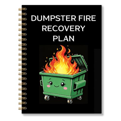 RZHV Dumpster Fire Recovery Plan Cute Colorful Spiral Notebook Hardcover College Ruled Lined Journal, Burning Trash Can Gag Journal for Office, New Job Birthday Notebook Gifts for Friends Colleagues