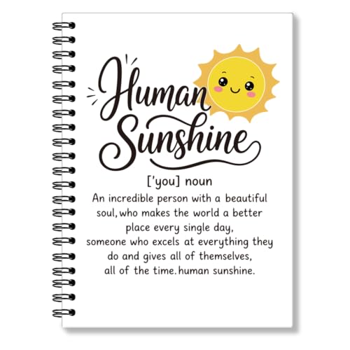 RZHV Human Sunshine Cute Colorful Spiral Notebook Hardcover College Ruled Lined Journal, Sun Inspirational Journal for Women, Positive Motivational New Job Notebook Gifts for HR Friends Coworker