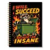 RZHV I Will Succeed Because I Am Insane Cute Colorful Spiral Notebook Hardcover College Ruled Lined Journal, Sarcastic Dumpster Raccoon Gag Journal for Office, Motivational Notebook Gifts for Coworker