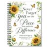 RZHV Never Forget You are the Piece that Made the Difference Sunflower Flower Spiral Notebook Hardcover College Ruled Lined Journal, Retirement Graduation New Job Notebook Gifts for Women Colleague