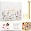 Sabary 10 x 8 Inch Embroidered Guest Book with 4 Pens 50 Stickers 144 Photo Corners, Floral Linen Hardcover Guest Book for Wedding Reception Baby Shower Birthday Party Anniversary Milestone Events