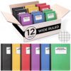 Sabary 12 Packs Graph Ruled Composition Book Notebooks (60 Sheets Each), 9.75 x 7.5 Inch, 4 x 4 Grid Paper, 6 Colors, Subject, Drawing, Charts, Writing and Notes for Office School Work
