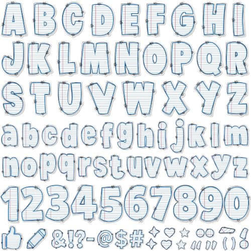 Sabary 249 Pcs 4" Bulletin Board Letters Set Notebook Classroom Alphabet Cutout Back to School Numbers Symbol Letter Cutout for Bulletin Board Display Home School Inspire Students' Learning Interest