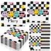 Sabary 48 Pcs Checkered Classroom Decor Magnetic Name Tags 4.7'' X4.7'' Black White Checked Reusable Dry Erase Labels Thickened Magnetic Back Name Plate Stickers for Locker Whiteboard Office Supplies