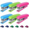 Sabary 6 Pack Back to School Desktop Office Stapler Bulk with 3000 Staples 25 Sheet Capacity Staplers for Student College Desk One Touch No Effort Easy to Load Lightweight Office Supply, 3 Colors