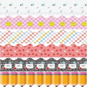 Sabary 72Pcs/71ft Bulletin Board Borders Trim Classroom Decorations Pencil Apple Composition Notebook Bulletin Board Borders Back to School First Day of School Decor for Preschool Kindergarten Pre K