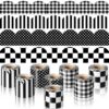 Sabary Black 210 Ft Scalloped Bulletin Board Borders Classroom Border Trim 8 Roll Checkered Striped Gingham Polka Dots Bulletin Board Border Decoration for School Office Home Chalkboard Supplies