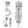 Sachie Dinosaur Skeleton Costume Set, Spinosaurus Skull Headpiece with Spine Back Piece Dino Outfit for Cosplay, Halloween & Parties (Grey-Small 31.5in 1PC)