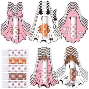Sacubee 30 Pack Halloween Party Favors Bulk Cute Ghost Lip Balms Gifts Halloween Party Gifts Ghost Appreciation Goodies Stuffers Small Thank You Presents for Women Men Staff Coworkers Adults