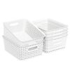 Saedy Pantry Organizer Baskets 6 PCS, Plastic Woven Storage Basket, White
