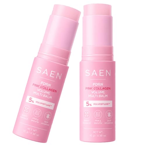 Saen Pdrn Pink Collagen Volume Multi Balm, Saen Pdrn Stick, Korean Hydrating Multi Balm Stick with Collagen Care, All-in-One Face Balm for Eye Area, Lips, Neck, Forehead and Smile Lines,2PCS