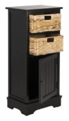 SAFAVIEH Furniture - Connery 2-Basket Cabinet - Distressed Black - Solid Wood - Farmhouse Storage Design - Ideal for Living Room, Entryway, Home Office, 16"W x 12"D x 35"H - Fully Assembled (AMH5742A)