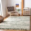 SAFAVIEH Hudson Shag Square Rug 5'3", Plush Modern Ivory & Green SGH206Y