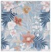 SAFAVIEH Washable Rug Outdoor Cabana Collection - 10' Square, Aqua & Rust, Non-Shedding & Easy to Clean, Ideal for Patio, Backyard, Mudroom (CBN454J)