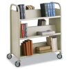 Safco 6 Shelf Rolling Book Cart, Slanted and Double Sided for Library, Classroom, Office, Heavy Duty Steel, Sand
