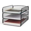 Safco Onyx Desk Organizer, 3 Trays, Office and Classroom Mailbox, Paper and Mail Sorter, Steel Mesh, Black