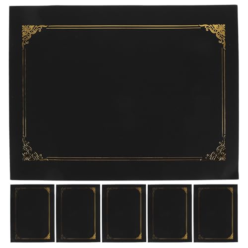 SAFIGLE 6pcs Black Certificate Holders for Graduation and Employee Recognition, Letter Size 8.5x11, Paper Material with Gold Foil Bordered Design, Sturdy Preservation and Versatile