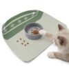 Sage Green Border Feeding Mat, Boho Green Cream Diamonds Stripes Farmhouse Waterproof Foldable Pet Cat Dog Food Mat Placemats for Cats Dogs Water Bowl 17.7x11.8in