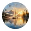 Sailboat Wall Clock, Nature Scenic Mountains Water Summer Blue Silent Wall Clock Non Ticking for Living Room Bedroom Kitchen Decor 11.6x11.6 Inches