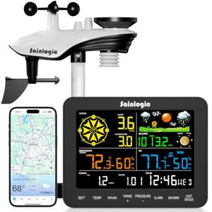 Sainlogic Smart WiFi Weather Station Wireless Indoor Outdoor with Rain Gauge, 24/7 AI Weather Forecast by Weatherseed®, APP Alert (Only 2.4G)