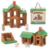 SainSmart Jr. 306 PCS Wooden Log Cabin Set with Storage Box Building House Toy for Toddlers, Classical STEM Construction Kit Compatible with Lincoln Logs, Ideal Gift for 3+ Boys & Girls