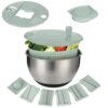 Salad Spinner with 5 Blades, 9.3 x 9.3 x 5.5 in Stainless Steel Vegetable Dryer, Fruit and Veggie Slicer, Juicer, Egg Separator, Kitchen Food Prep Tool