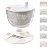 Salad Spinner with Slicer – 5-in-1 Large Veggie Washer & Dryer Set (White)