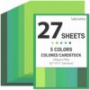 SallyFashion 27 Sheets Cardstock, 8.5 x 11 Color Cardstock Paper 250gsm Thick Craft Paper for Card Making, Scrapbooking, Back to School Supplies, Gradual Change Green