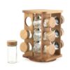Salter Toronto Rotating Spice Rack – 12 Refillable Glass Jars Including Spice Labels, Screw Top, FSC®-Certified Acacia Wood & Screw Lids, Long Lasting Freshness, Rotating Base, Compact Design