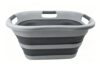 SAMMART 30L (7.9 gallon) Collapsible Plastic Laundry Basket - Foldable Pop Up Storage Container/Organizer - Portable Washing Tub - Space Saving Hamper/Basket (1, Grey/Deep Grey)