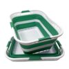 SAMMART Set of 2 Collapsible Plastic Storage Basket - Foldable Pop Up Storage Container - Portable Laundry Organizer - Space Saving Hamper (White/Winter Green, 42L (Style A))