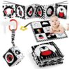 SAMMAS 3 Pcs Black and White High Contrast Baby Toys 0-6 Months for Newborn, Babies Sensory Soft Book for Early Education, Infant Tummy Time Cloth Book, Montessori Toys for Babies